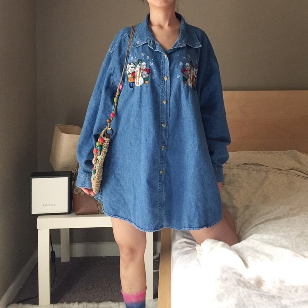 Vintage Three Bears Family Snowman Denim Shirt.-CA3 - Picture 7 of 16